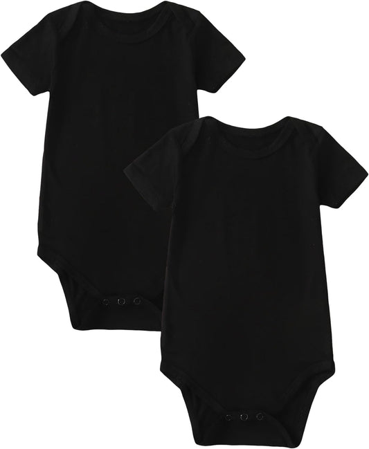 Baby Bodysuit Solid 2 Pack Short-Sleeve Onsies for Infant Girls Boys 0-24 Months